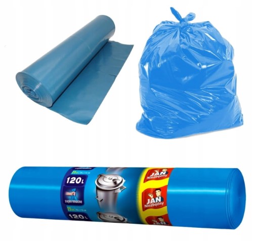Jan Niezbędny worki na śmieci 120l 25 sztuk niebieskie 3 warstwy