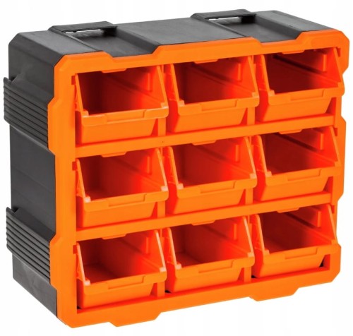 Organizer modułowy warsztatowy plastikowy 9 kuwet ścienny 32,4x38,2 cm