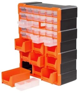 Organizer warsztatowy plastikowy 30 szuflad 9 kuwet 47x38,5 cm