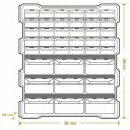 Organizer warsztatowy plastikowy 39 szuflad ścienny 48,5x38,5 cm