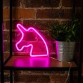 Neon LED Jednorożec ścienny różowy lampa neonowa 23x2x23 cm