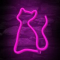 Neon LED Kot dekoracyjny ścienny różowy lampa neonowa 23,5x17x2 cm