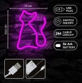 Neon LED Kot dekoracyjny ścienny różowy lampa neonowa 23,5x17x2 cm