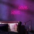 Neon LED LOVE napis dekoracyjny ścienny różowy 13x35x2 cm