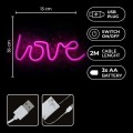 Neon LED LOVE napis dekoracyjny ścienny różowy 13x35x2 cm