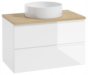 Szafka łazienkowa wisząca 100x50cm zestaw z blatem i okrągłą umywalką biały Modus