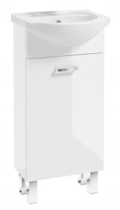 Szafka łazienkowa stojąca na nóżkach z umywalką 40x80cm biały połysk laminowana Mea