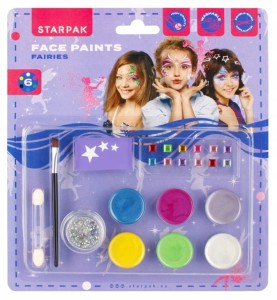 Farby do malowania twarzy 6 kolorów + brokat + ozdoby + akcesoria
