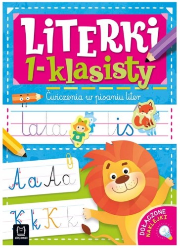 Literki 1-klasisty książeczka edukacyjna ćwiczenia w pisaniu + naklejki