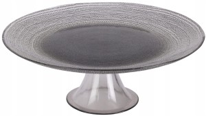 Patera szklana na nóżce na ciasto elegancka czarna 28 cm