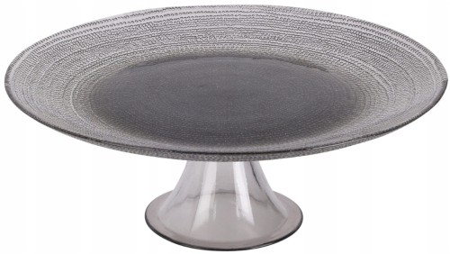 Patera szklana na nóżce na ciasto elegancka czarna 28 cm