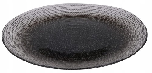 Talerz płaski szklany czarny cieniowany dekoracyjny 21 cm