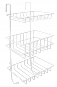 Półka druciana pod prysznic zawieszana biała trzy poziomy