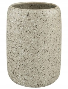 Kubek łazienkowy na szczoteczkę pastę do zębów beżowy kamionka