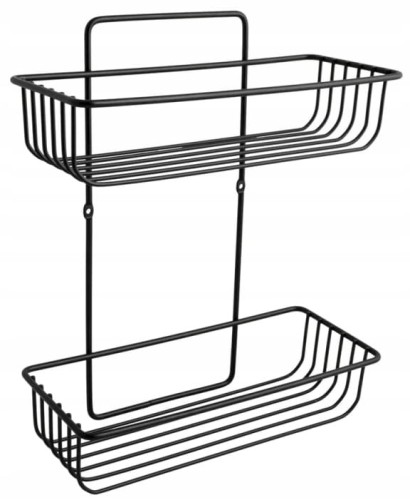 Półka druciana pod prysznic dwa poziomy czarna loft 33,5x28 cm
