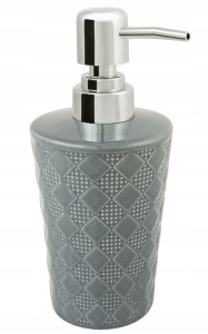 Dozownik łazienkowy do mydła w płynie 280 ml szary chrom kamionka