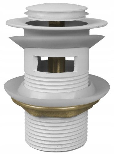Korek KLIK-KLAK mały okrągły z przelewem do umywalki biały