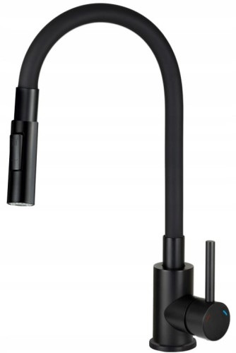 Bateria kuchenna zlewozmywakowa z elastyczną wylewką 2 rodzaje strumienia czarna Luno