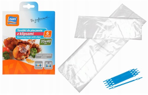 Torebki do pieczenia z klipsami 6 szuk 35x40cm