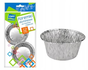 Foremki aluminiowe na babeczki i muffinki 12 sztuk