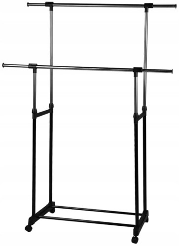 Regał garderoba stojąca przenośna 2-ramienna na kółkach 160x130 cm