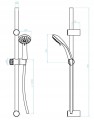 Zestaw prysznicowy natryskowy z drążkiem 70 cm chrom