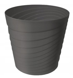 Osłonka plastikowa antracyt ozdobna na kwiaty Swing 14x12,8 cm