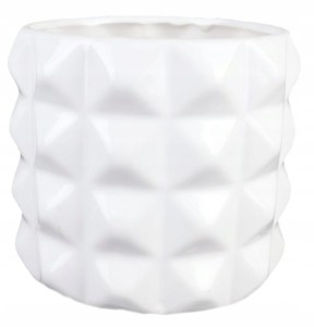 Osłonka na doniczkę okrągła geometryczna biała 13 cm