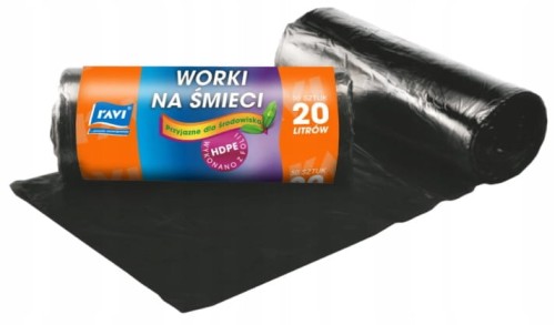 Worki na śmieci 20l 45x50 cm - 50 sztuk czarne uniwersalne małe