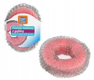 Zmywak metalowy z gąbką do mycia naczyń