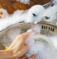Zmywak metalowy z gąbką do mycia naczyń