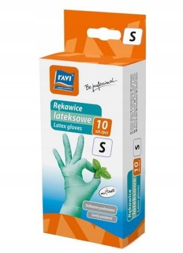 Rękawice ochronne lateksowe miętowe S 10 sztuk zielone