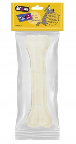 HauMiau Kość dla psa biała ze skóry wołowej 16,5 cm
