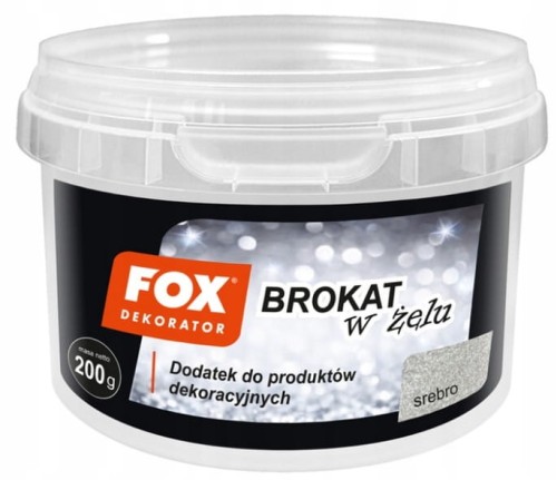 Fox Brokat do farb w żelu 200 g Srebrny