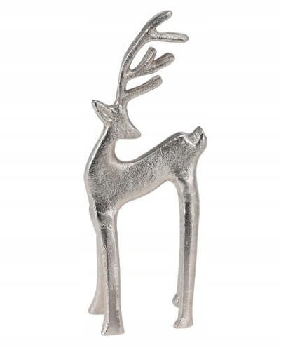 Srebrny renifer 7x4x18,5cm figurka bożonarodzeniowa
