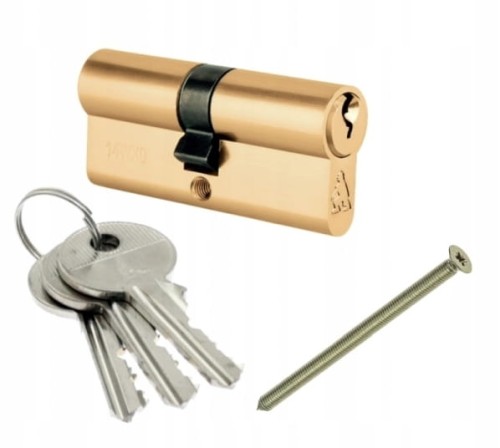 Wkładka do zamka drzwi mosiądz 30/45 mm + 3 klucze