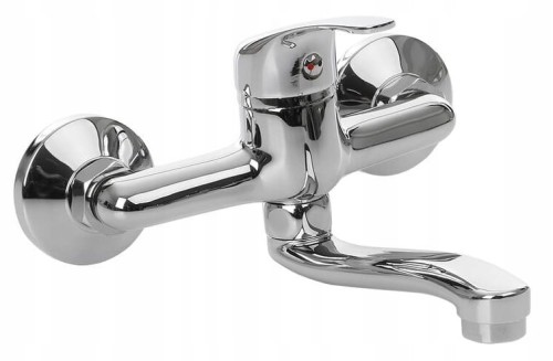 Bateria umywalkowa ścienna jednouchwytowa 35 mm Srebrna VIVO