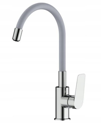 Bateria kuchenna stojąca z giętą wylewką szara chrom Nergis Elba