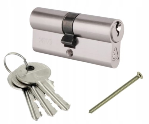 Wkładka bębenkowa 30/30 mm Nikiel satyna + 3 klucze