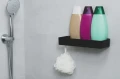 Półka łazienkowa ścienna z rantem przykręcana czarna 4,3x28,6x10,8cm