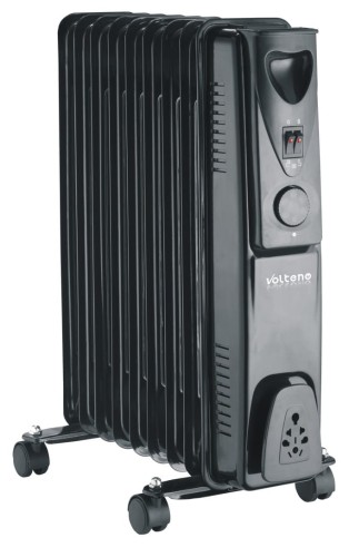 Grzejnik olejowy elektryczny czarny 9 żeberek na kółkach 2000W 