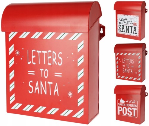 Skrzynka na listy do Św. Mikołaja 29cm świąteczna metalowa