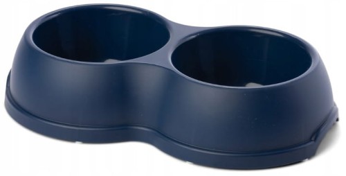Miska podwójna dla psa granatowa plastikowa 0,5 l