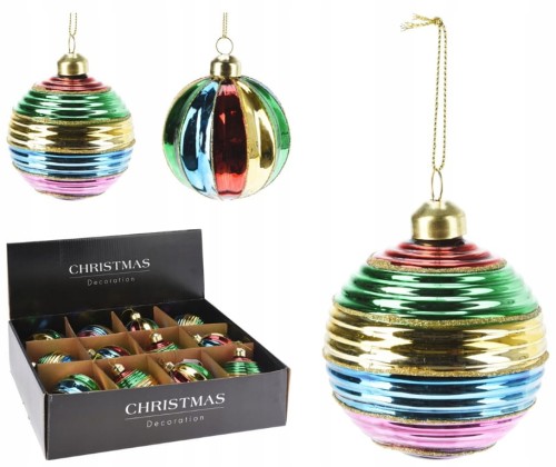 Bombka choinkowa kolorowa szklana 8 cm 