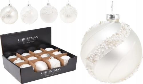 Bombka choinkowa 8 cm świąteczna perłowa biała