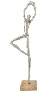 Dekoracyjna figurka joga srebrna 7,5x36,5x7,5cm