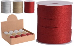 Brokatowa wstążka świąteczna 10mm x 10m błyszcząca 1 sztuka