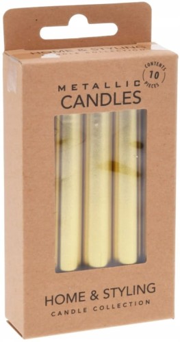 Zestaw 10 mini świec zlotych stołowych 10cm 