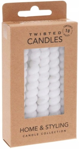 Zestaw 10 mini świec stożkowych stołowych białych 10cm