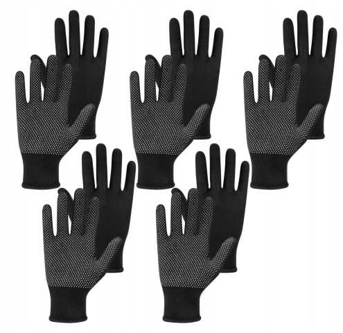 Rękawice antypoślizgowe robocze 5 par rozmiar 8 czarne 